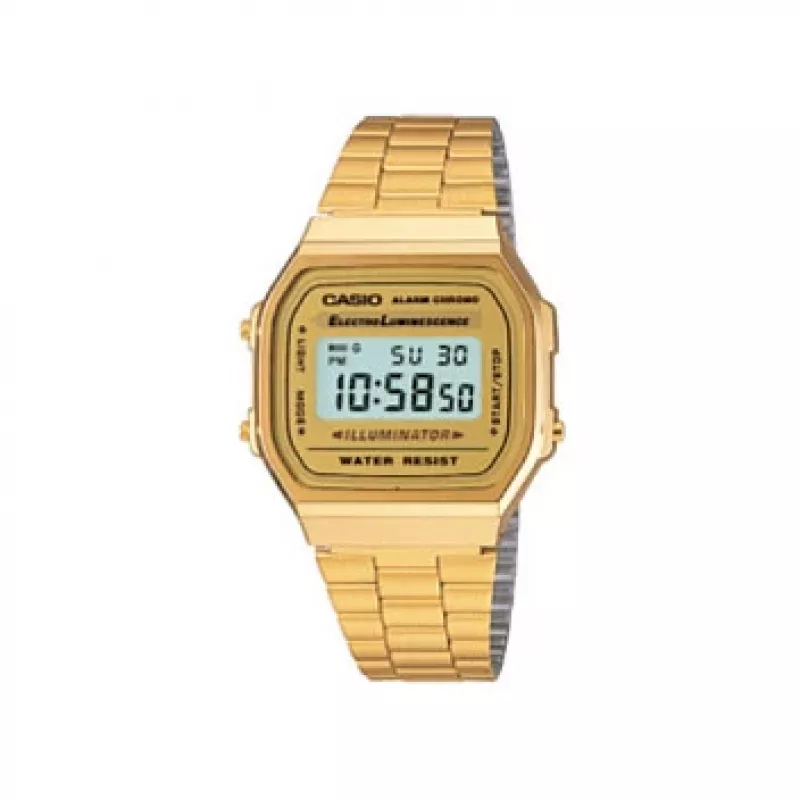 Casio A168WG-9WDF Vintage Unisex Skaitmeninis Laikrodis su Nerūdijančio Plieno Apyranke, Auksinis