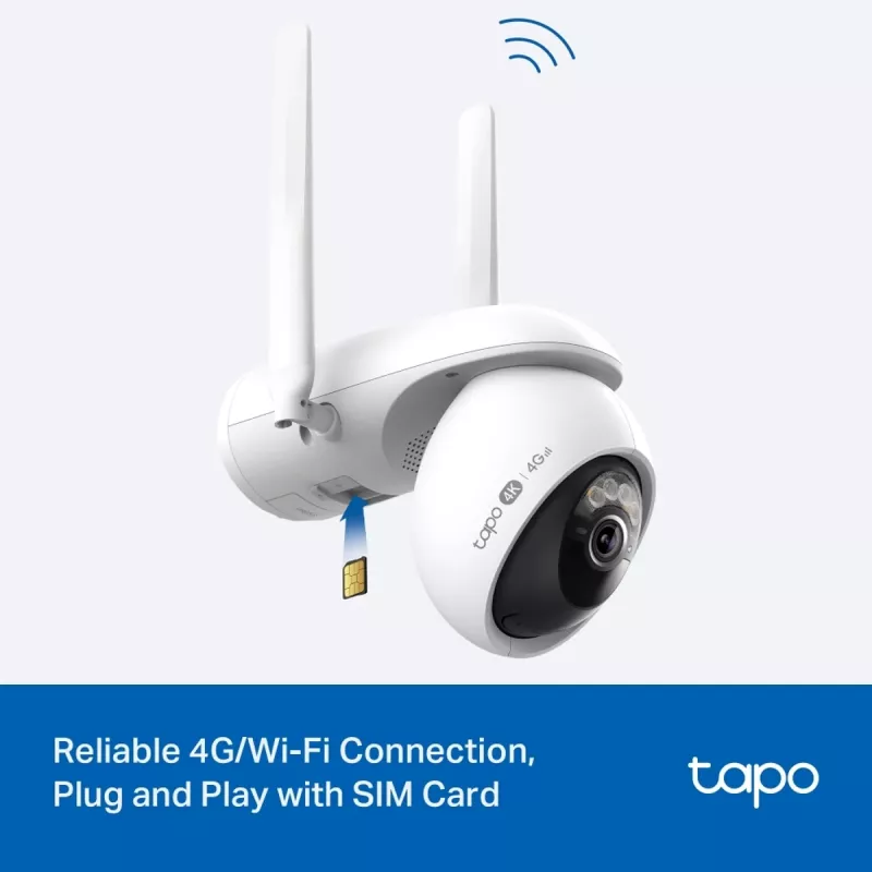 TP-LINK Tapo C665G Rinkinys: Lauko IP Kamera ir Saulės Baterija 4K 8MP Wi-Fi LTE