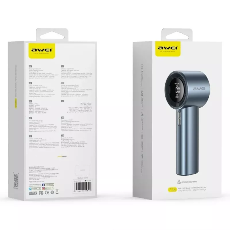 AWEI F38 Mini Handheld Fan mėlynas