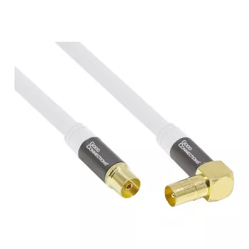 Good Connections SmartFLEX SAT antenos laidas, IEC/Coax kampuotas kištukas į lizdą, paauksuotas, keturgubai ekranuotas, 120 dB, baltas, 2 m (GC-M2063)