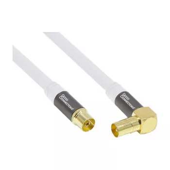 Good Connections SmartFLEX SAT Antenos laidas, IEC/Coax kampuotas kištukas į lizdą, paauksuotas, keturgubai ekranuotas, 120 dB, baltas, 1 m (GC-M2061)