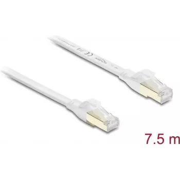 Delock RJ45 Flat Patch Cable Cat.8.1 U/FTP iki 40 Gbps 7,5 m Baltas (81029)