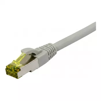 Synergy21 Patch Cable RJ45, CAT6A 500MHz, 10m, Grey, S/FTP, Slimline Round d=4,5mm, TPE/LSZH (Superflex), AWG28, su CAT7 Raw Connectors, pasukama jungtimi