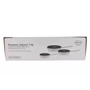 Rösle Elegance keptuvių rinkinys 3 vnt. (20/24/28 cm) nerūdijantis plienas 18/10 su ProPlex nelipnia danga, tinka indukcijai