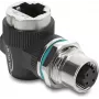 Delock M12 Adapter D-coded 4 Pin Female to RJ45 Female Panel Mount 90° Angled (90665)