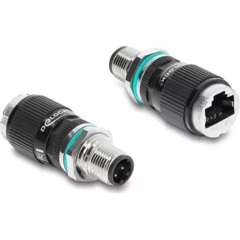 Delock M12 Adapter D-coded 4 Pin Male to RJ45 Female Panel Mount Straight (90662)