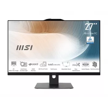 MSI Modern AM272P 1M-855EU All-in-One PC, 27 inch FHD IPS, Intel Core 5 120U, 16GB DDR5, 512GB SSD, Windows 11 Pro, Black