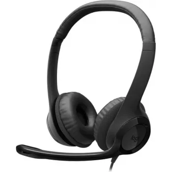 Logitech H390 USB ausinės su triukšmo slopinimo mikrofonu, laidinės, juodos