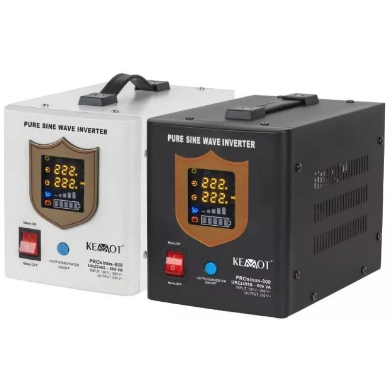 KEMOT PROsinus-800 nepertraukiamo maitinimo šaltinis 800VA/500W gryno sinuso banga 12V 230V juoda