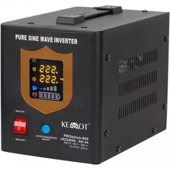 KEMOT PROsinus-800 nepertraukiamo maitinimo šaltinis 800VA/500W gryno sinuso banga 12V 230V juoda