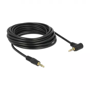 Delock 3,5 mm 4 kontaktų stereo garso laidas, kištukas–kištukas, kampuotas, 5 m, juodas