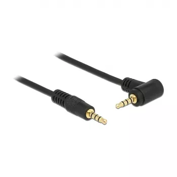 Delock 3,5 mm 4 kontaktų stereo garso laidas, kištukas–kištukas, kampuotas, 5 m, juodas