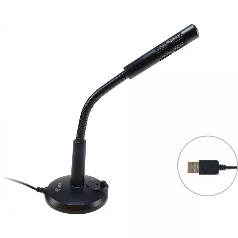 Equip 245340 stalinis mikrofonas su reguliuojamu kampu, USB jungtimi, juodas
