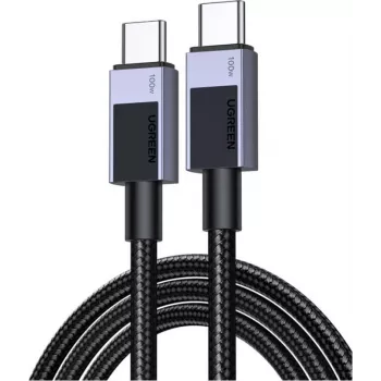 UGREEN L513 USB-C į USB-C laidas 240W PD3.1 480Mbps nailoninis pintas aliuminio korpusas su kabelio raišteliu 3m pilkas (45065)