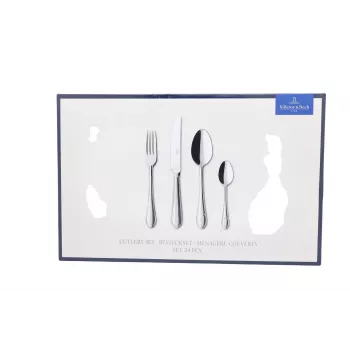 Villeroy & Boch Mademoiselle 24 dalių stalo įrankių rinkinys, 18/10 nerūdijantis plienas, poliruotas, tinkamas plauti indaplovėje, 6 vietų