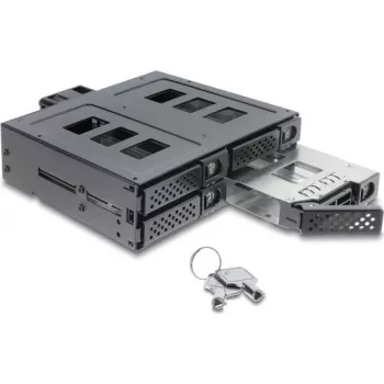 Delock 5.25 inch montavimo rėmelis 4 x 2.5 inch SATA arba SAS HDD / SSD su užraktu