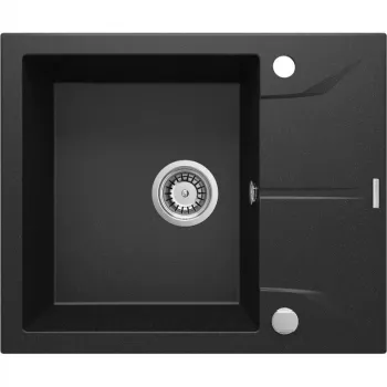 DEANTE 1-Bowl Granite Sink with Drainer Graphite Metallic Andante