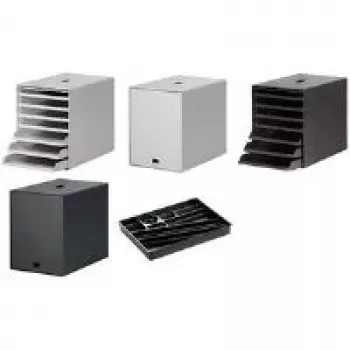DURABLE IDEALBOX PLUS stalinių stalčių blokas – 7 stalčiai, pilka spalva, C4/A4, polistirenas