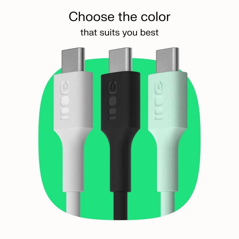 GREEN CELL USB-C į USB-C PowerFlex 100W Silikono Laidas 1,2m Juodas