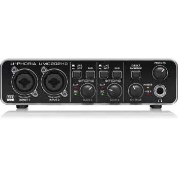 Behringer UMC202HD USB garso sąsaja su MIDAS pirminiais stiprintuvais