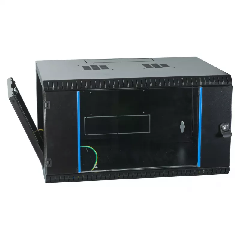 EFB-ELEKTRONIK 19 colių sieninis stovas 6U, fiksuotas, 1-dalis, RAL 9005 juodas, gylis 450 mm (691706VTS.45)