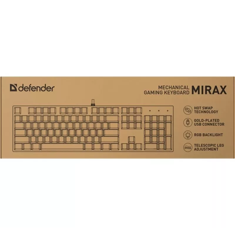 Defender Mirax GK-352 mechaninė žaidimų klaviatūra, Outemu Blue jungikliai, RGB foninis apšvietimas, laidinė USB, juoda