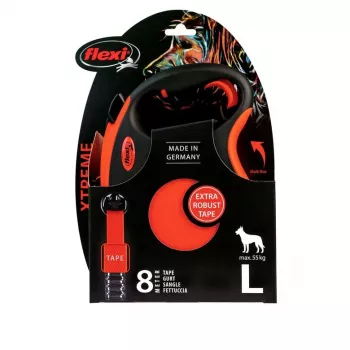 FLEXI XTREME L 8 m atitraukiamas šuns pavadėlis su juosta – iki 55 kg, oranžinė