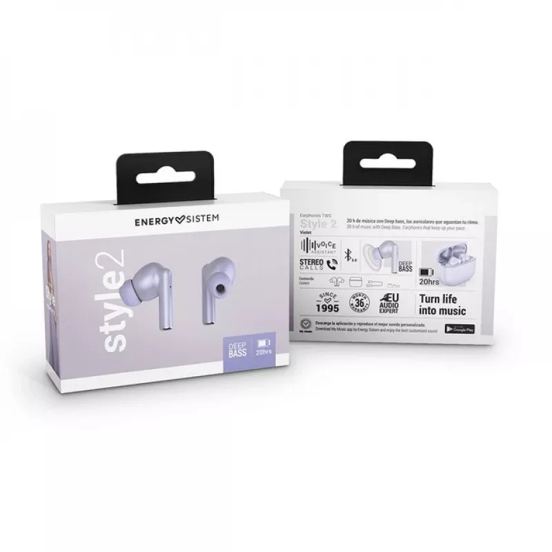 „Energy Sistem Style 2“ belaidės ausinės (True Wireless, violetinė)