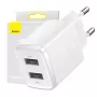 Baseus Compact Universal White AC Indoor Charger 10,5W 2 USB-A Ports