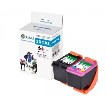 G&G 15116 Suderinamas didelės talpos rašalo kasečių rinkinys 4 vnt. (Juoda, Žydra, Purpurinė, Geltona), skirta HP OfficeJet Pro