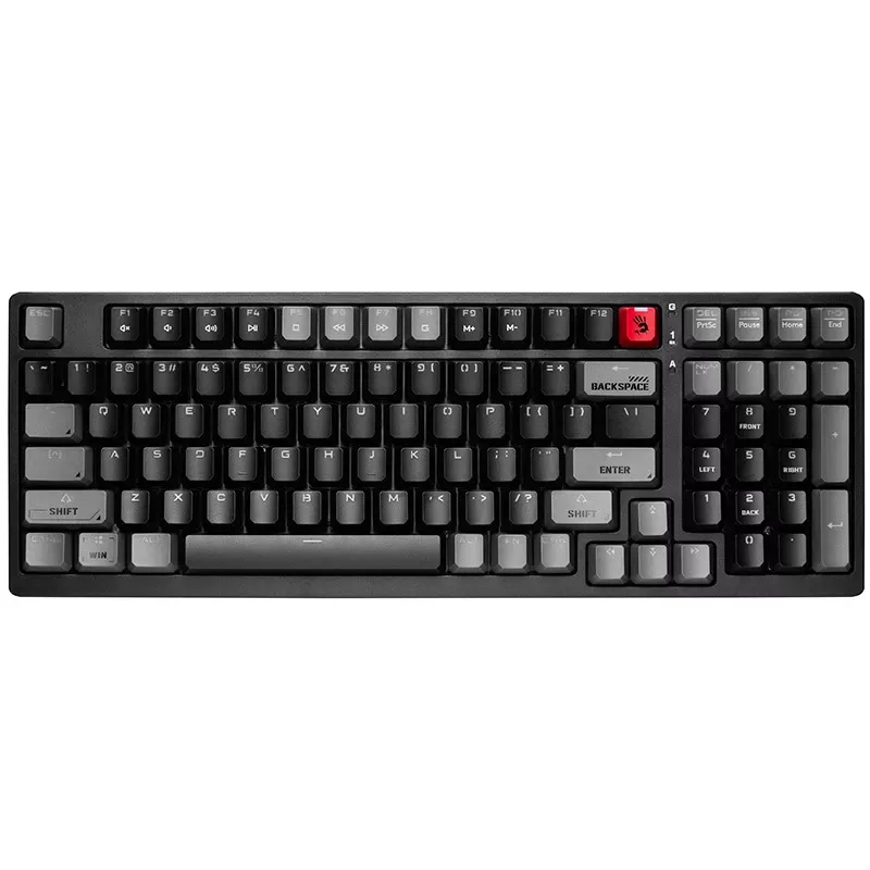 A4Tech Bloody S98 Sports Lime mechaninė klaviatūra, BLMS Red Plus jungikliai, 98 klavišų kompaktiška, RGB apšvietimas, USB-C atjungiama