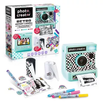 Canal Toys Retro Instant Camera – juodai balta termo spausdintuvu, 2,4 inch LCD, 12MP, USB-C, vaikams nuo 6 m.