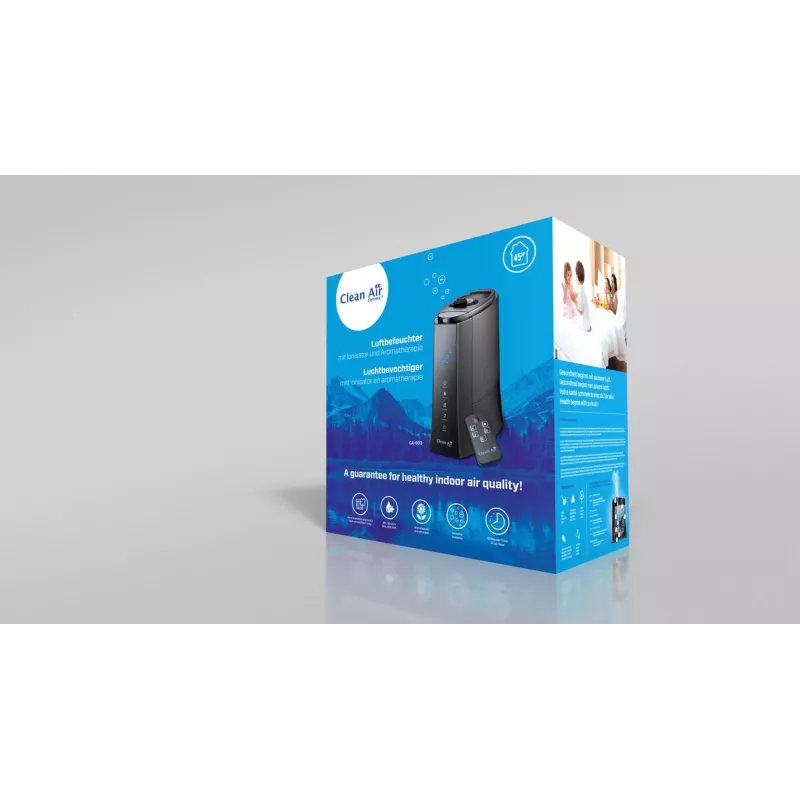 Clean Air Optima CA-603 Ultragarsinis drėkintuvas su jonizatoriumi, 5,5 l, šaltas ir šiltas rūkas, iki 60 m², jutiklinis skydelis, nuotolinio valdymo pultelis, „Wi-Fi“ programa