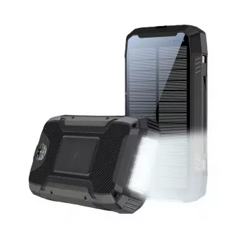 “PowerNeed S20000Q 20000mAh Outdoor Solar Power Bank with Wireless Charging, QC3.0 & PD 20W, Black”