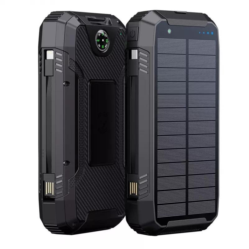 “PowerNeed S20000Q 20000mAh Outdoor Solar Power Bank with Wireless Charging, QC3.0 & PD 20W, Black”