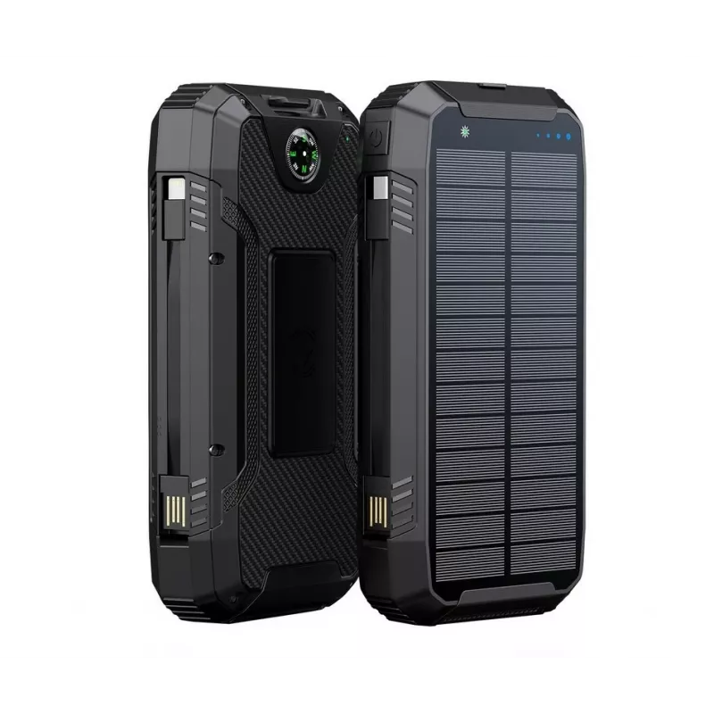 “PowerNeed S20000Q 20000mAh Outdoor Solar Power Bank with Wireless Charging, QC3.0 & PD 20W, Black”