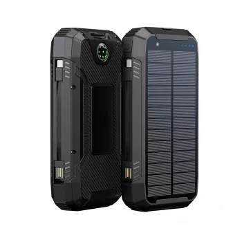 “PowerNeed S20000Q 20000mAh Outdoor Solar Power Bank with Wireless Charging, QC3.0 & PD 20W, Black”