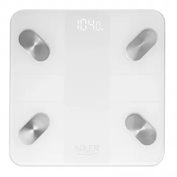 Adler AD 8186 White išmaniosios kūno analizės svarstyklės – Bluetooth 4.2, 13 rodiklių, 180 kg