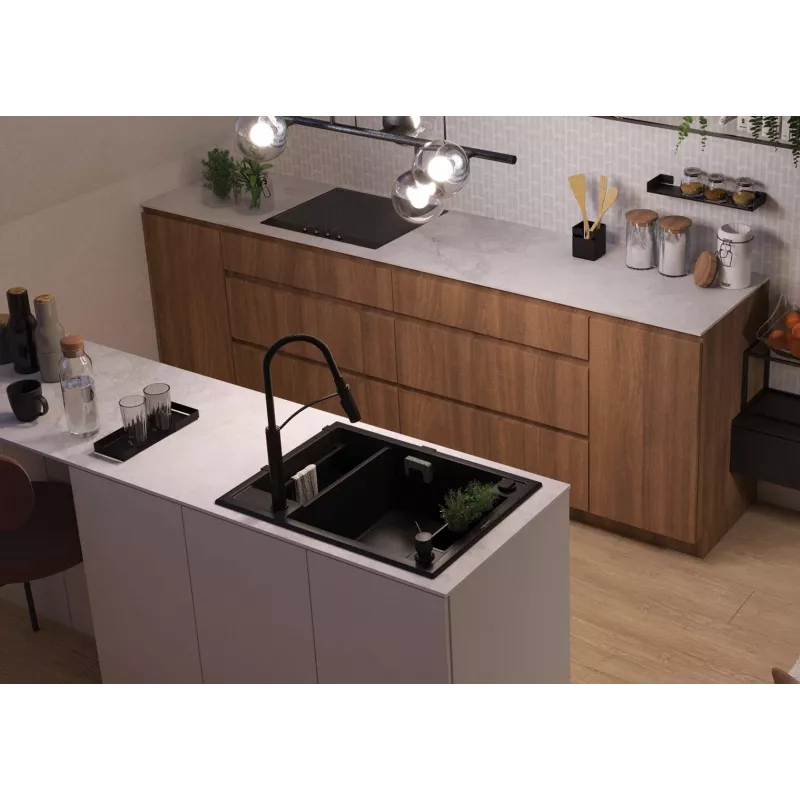 DEANTE Black Nero Matt Magnetic 1.5-Bowl Granite Sink