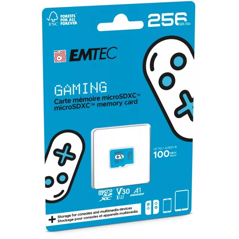 EMTEC Gaming MicroSDXC 256GB UHS-I U3 V30 A1 atminties kortelė