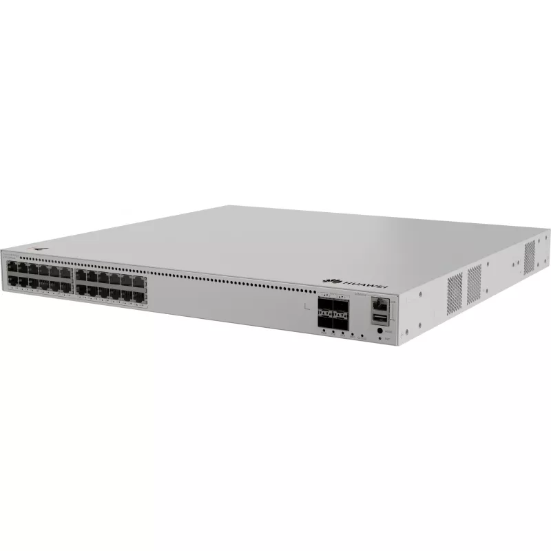 Huawei eKitEngine S310-24PN4X valdomas L2+ PoE+ komutatorius - 24x 2.5G PoE+ prievadai + 4x 10G SFP+ aukštynkryptės jungtys, 400 W PoE biudžetas, montuojamas stelaže