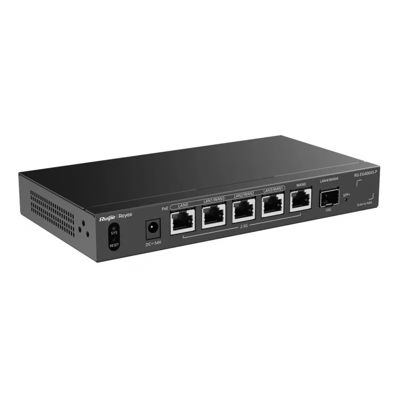 Ruijie Reyee RG-EG406XS-P Multi-WAN Cloud Gateway maršrutizatorius, 6x 2.5GE RJ45, 1x 10GE SFP+, 4 PoE, VPN, Rackmount