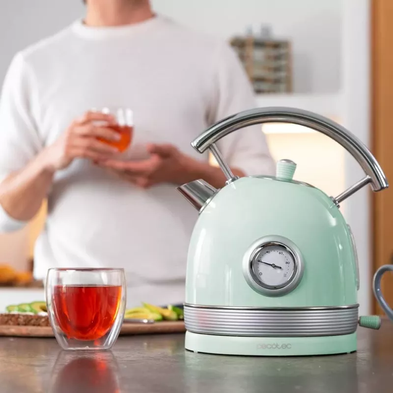 Cecotec Virdulys ThermoSense 420 Vintage 2200 W Elektrinis 1.8 L Nerūdijantis Plienas 360° Sukamasis Pagrindas Šviesiai Žalia