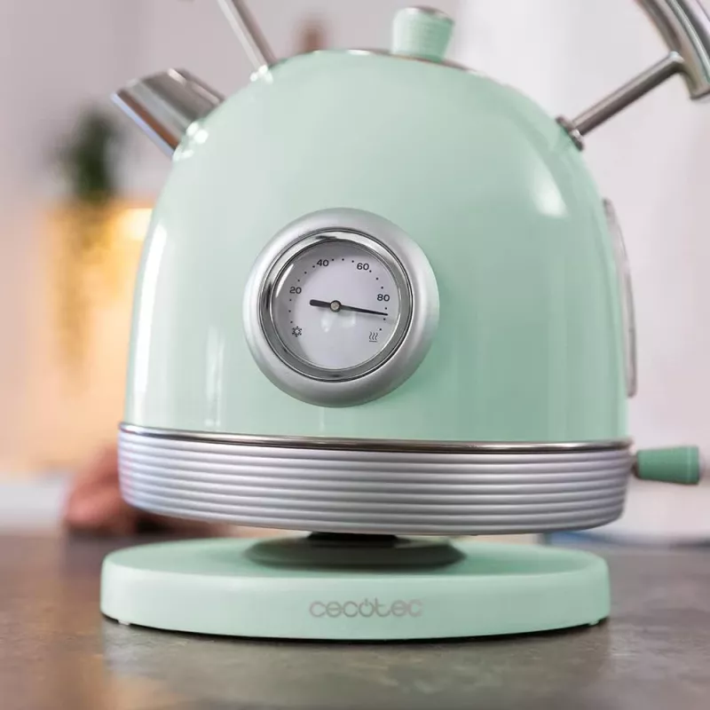 Cecotec Virdulys ThermoSense 420 Vintage 2200 W Elektrinis 1.8 L Nerūdijantis Plienas 360° Sukamasis Pagrindas Šviesiai Žalia