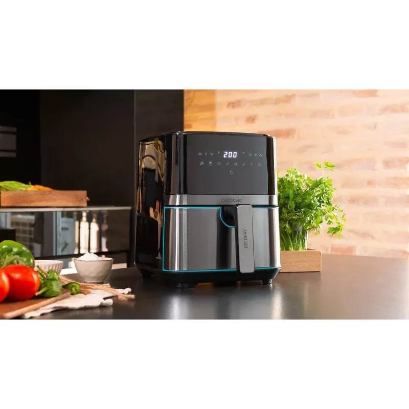 Cecotec Cecofry Full InoxBlack 5500 Pro Karšto oro gruzdintuvė, 1700 W, 5,5 L, juoda/nerūdijantis plienas