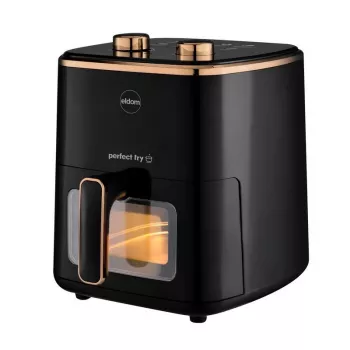 ELDOM FRITTA Karšto oro gruzdintuvė 5,0 L 1500 W su reguliuojama temperatūra ir laikmačiu, juoda