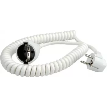 Bachmann Coiled Power Cable H05VV-F 3G1.5mm² 0,5m White CEE7/7