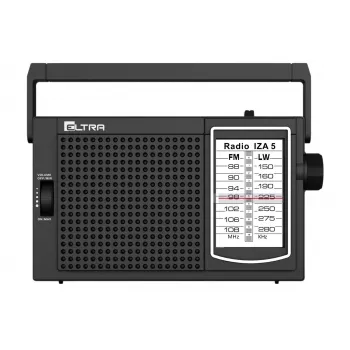 ELTRA Radio IZA-5 Black nešiojamas FM radijo imtuvas su AM LW juostomis, AUX įvestimi, baterijos / tinklo maitinimu