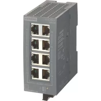 Siemens 6GK5008-0BA10-1AB2 SCALANCE XB008 nevaldomas pramoninis Ethernet jungiklis, 8 prievadai 10/100 Mbps, montavimui ant DIN bėgio