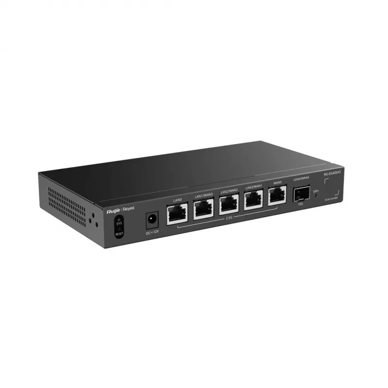 Ruijie Reyee RG-EG406XS Multi-WAN Cloud Gateway, 6 prievadai, 2.5GE WAN/LAN, 10G SFP+, VPN, debesų valdymas, montuojamas į stelažą